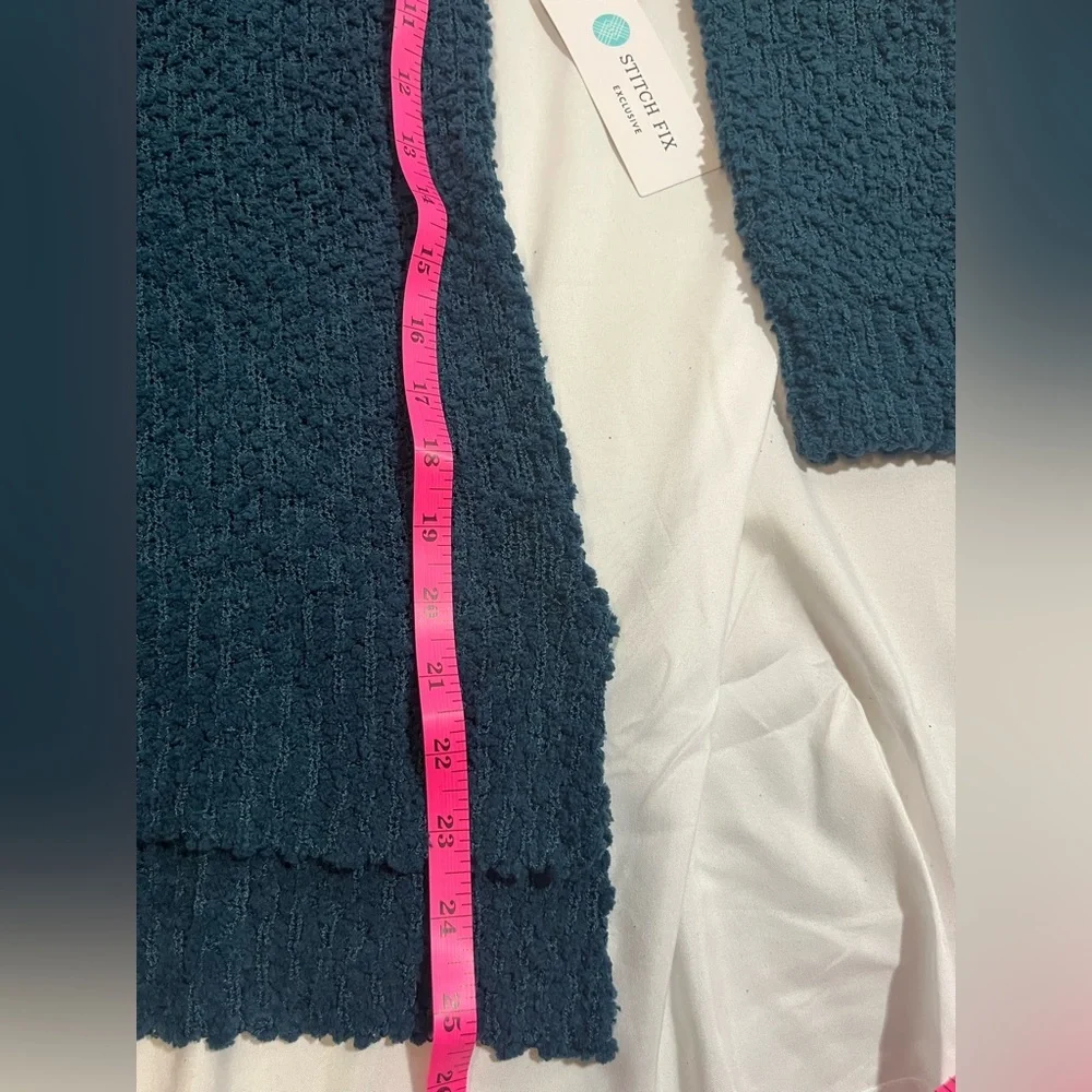 Bobeau Fannie Popcorn Teal Crew Neck Sweater - Picture 8 of 8